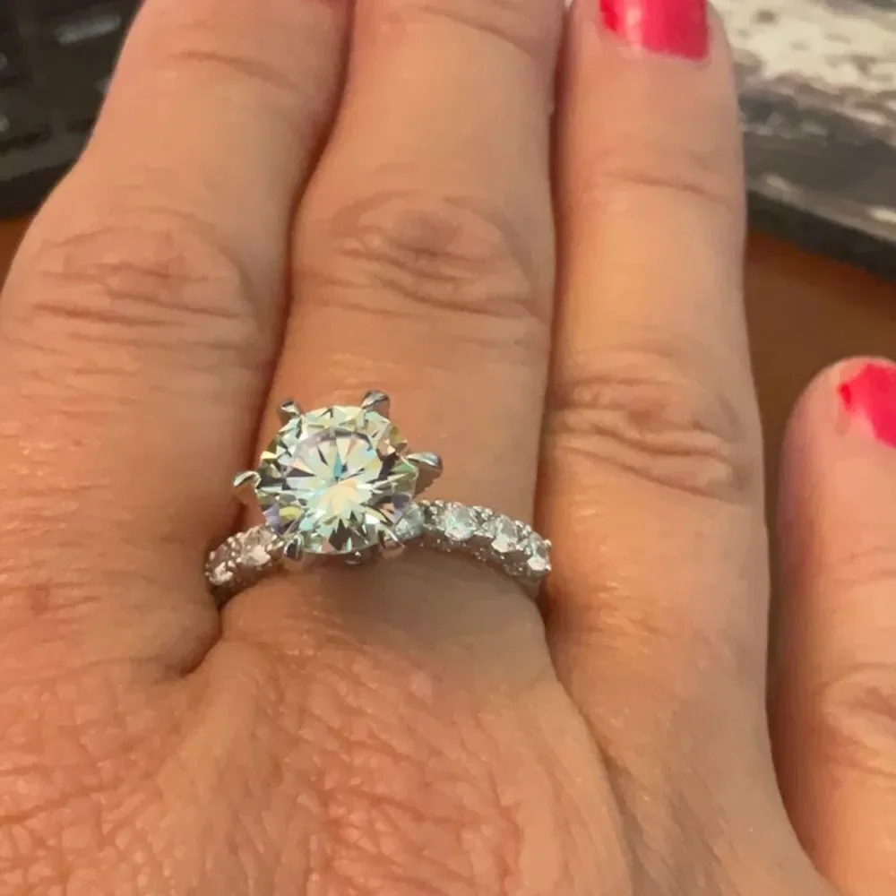 NEW! MAJESTIC 925 Sterling Silver Engagement Ring with 3ct Moissanite